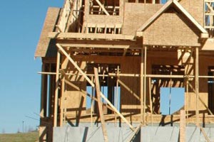 A home being framed with construction lumber