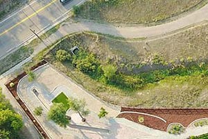 An aerial view of a subdivision